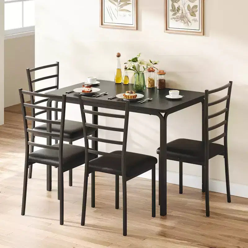 COZONY Set di 5 Pezzi Tavolo e Sedie da Cucina per 4 Persone, Set da Pranzo Rettangolare con 4 Sedie Imbottite, Set Dinette Salvaspazio