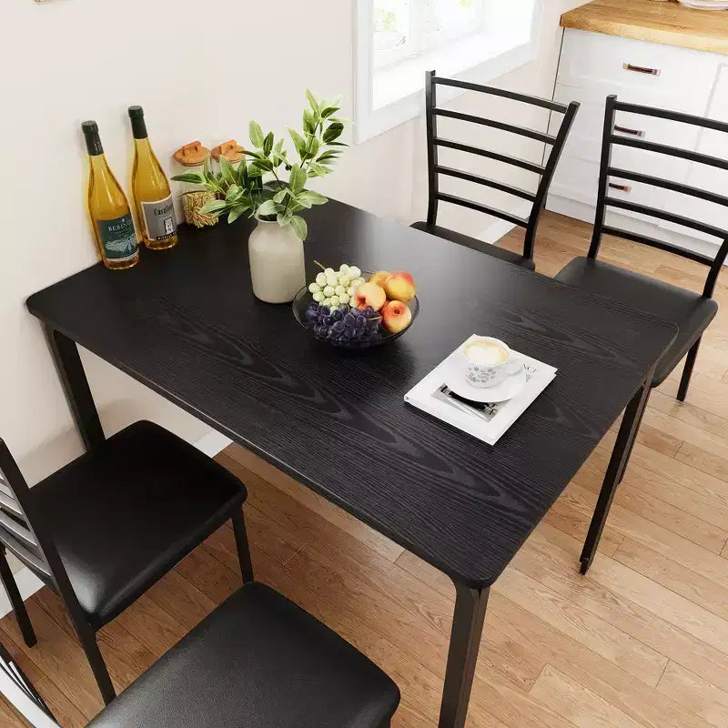COZONY Set di 5 Pezzi Tavolo e Sedie da Cucina per 4 Persone, Set da Pranzo Rettangolare con 4 Sedie Imbottite, Set Dinette Salvaspazio