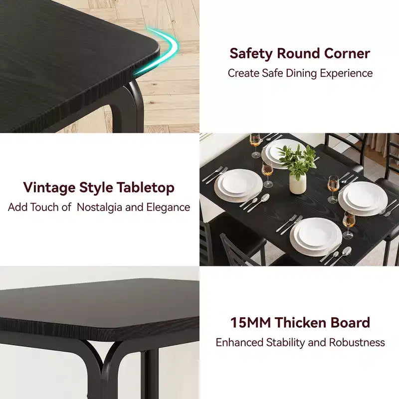 COZONY Set di 5 Pezzi Tavolo e Sedie da Cucina per 4 Persone, Set da Pranzo Rettangolare con 4 Sedie Imbottite, Set Dinette Salvaspazio