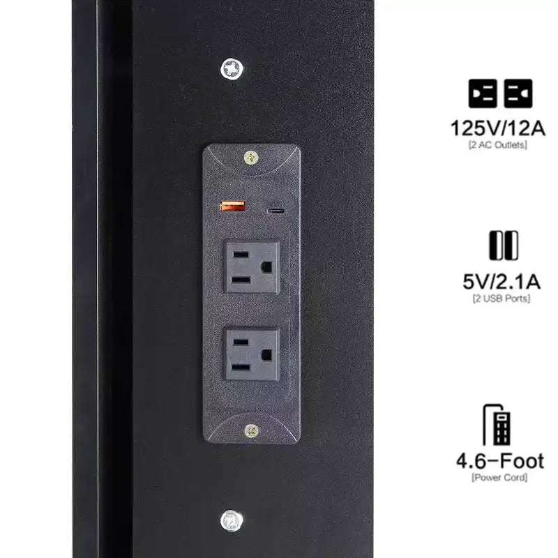 Toeletta di lusso da 94 cm con specchio scorrevole a LED, mobiletto contenitore, hub di alimentazione integrato, supporto per asciugacapelli e mobiletto laterale per camera da letto