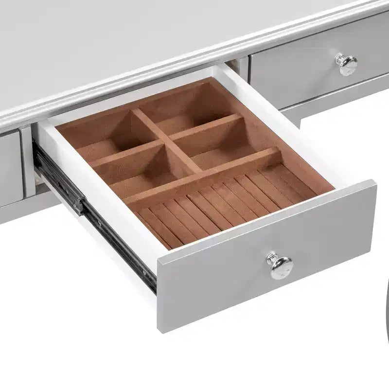 Toeletta da trucco vintage con specchio ovale, 3 cassetti per camera da letto o ingresso, finitura oro, design salvaspazio