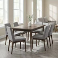 GDFStudio Everett Contemporary 7-Piece Rectangle Dining Set with 6 Upholstered Chairs