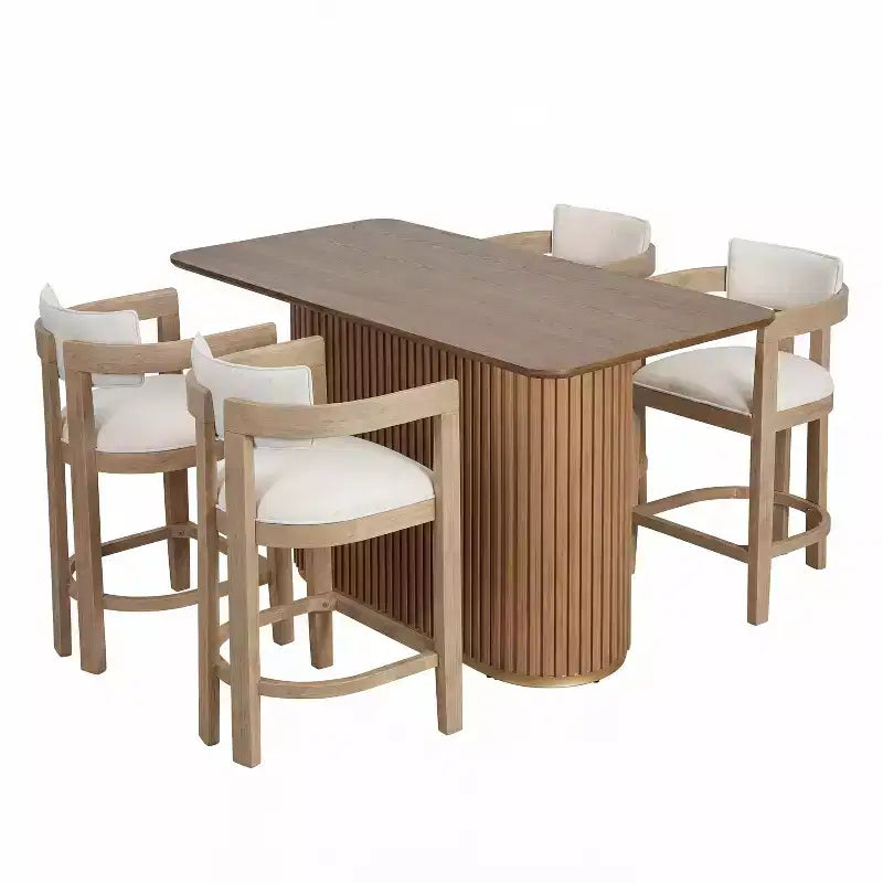 Christopher Knight Home Heini Set da pranzo moderno di 5 pezzi in legno con tavolo a piedistallo e gambe in legno di hevea