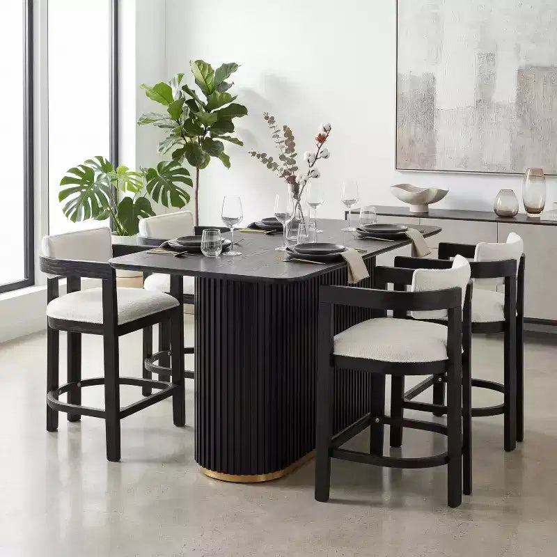 Christopher Knight Home Heini Set da pranzo moderno di 5 pezzi in legno con tavolo a piedistallo e gambe in legno di hevea