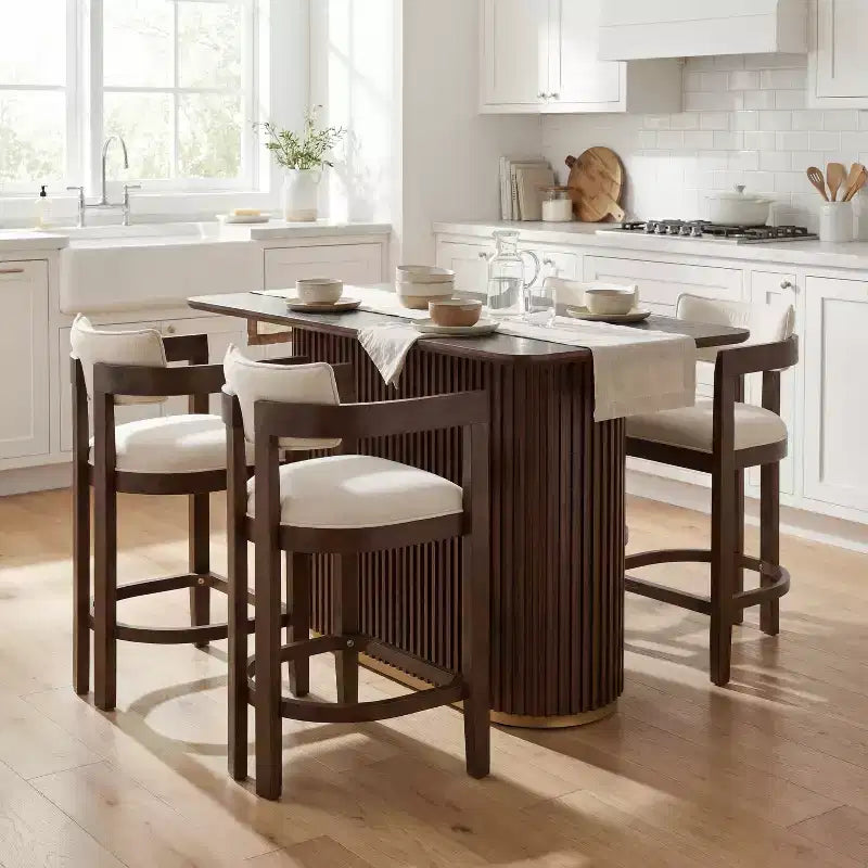 Christopher Knight Home Heini Set da pranzo moderno di 5 pezzi in legno con tavolo a piedistallo e gambe in legno di hevea