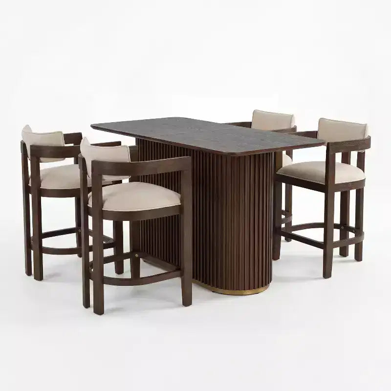 Christopher Knight Home Heini Set da pranzo moderno di 5 pezzi in legno con tavolo a piedistallo e gambe in legno di hevea