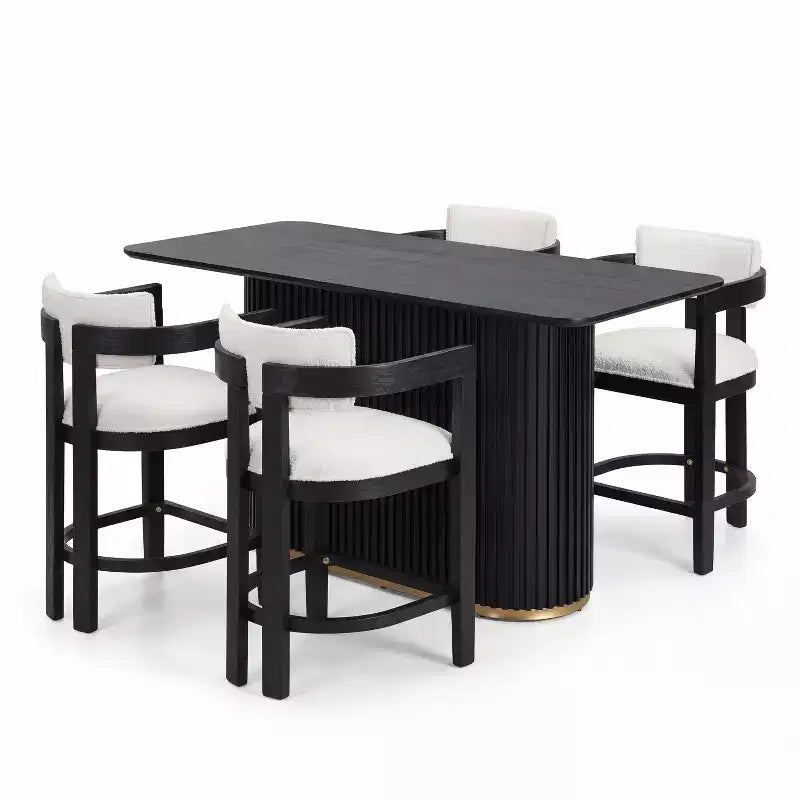 Christopher Knight Home Heini Set da pranzo moderno di 5 pezzi in legno con tavolo a piedistallo e gambe in legno di hevea