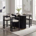 Christopher Knight Home Heini Modern 5 Piece Wooden Dining Set with Pedestal Table and Rubberwood Legs