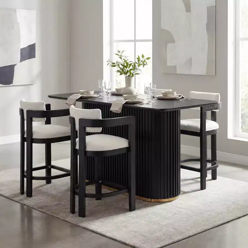 Christopher Knight Home Heini Modern 5 Piece Wooden Dining Set with Pedestal Table and Rubberwood Legs
