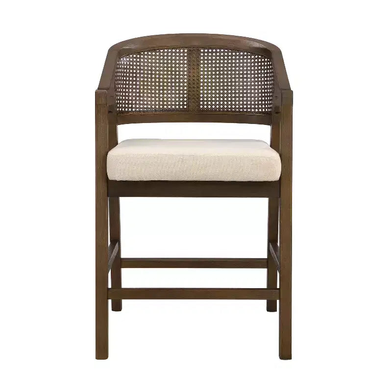 Christopher Knight Home Mirae Sgabelli da bancone Mid-Century Modern in rattan e legno di gomma, 5 pezzi, con tavolo da bancone a flauto