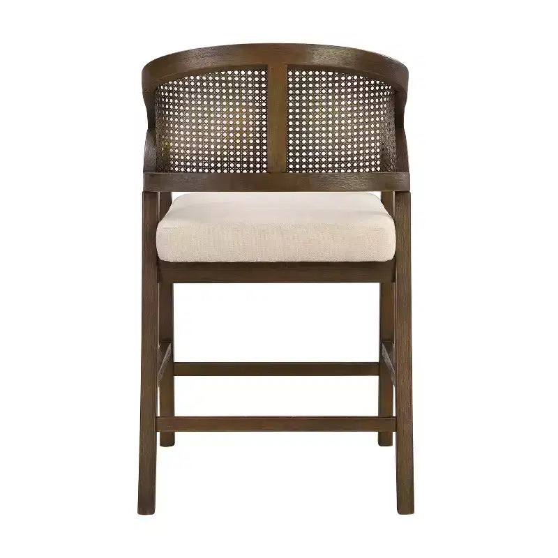 Christopher Knight Home Mirae Sgabelli da bancone Mid-Century Modern in rattan e legno di gomma, 5 pezzi, con tavolo da bancone a flauto