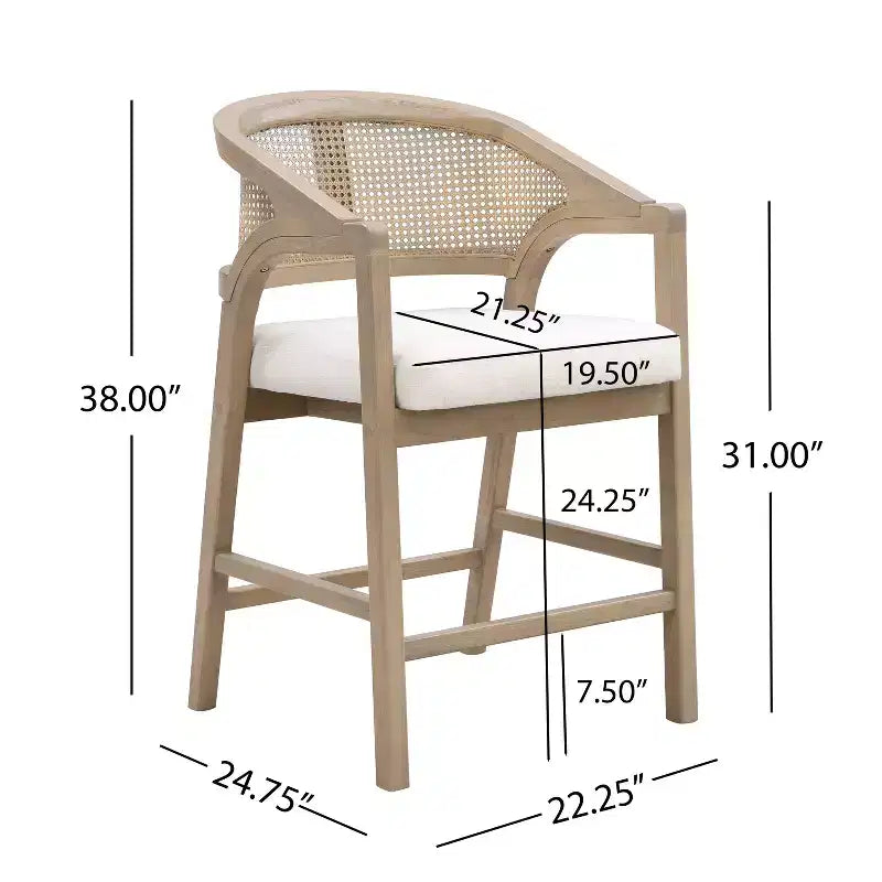 Christopher Knight Home Mirae Sgabelli da bancone Mid-Century Modern in rattan e legno di gomma, 5 pezzi, con tavolo da bancone a flauto