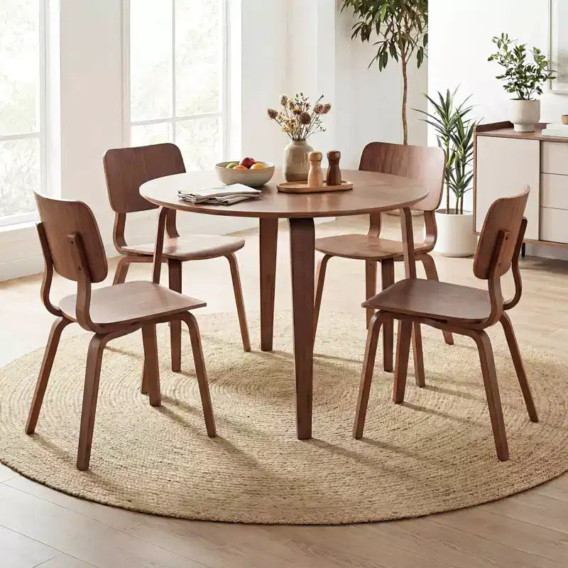 Costway Set Tavolo da Pranzo 3 PZ/5 PZ con 2/4 Sedie Imbottite, Tavolo da Pranzo Rotondo Beige e Naturale/Grigio e Noce