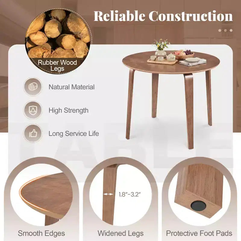 Costway Set Tavolo da Pranzo 3 PZ/5 PZ con 2/4 Sedie Imbottite, Tavolo da Pranzo Rotondo Beige e Naturale/Grigio e Noce