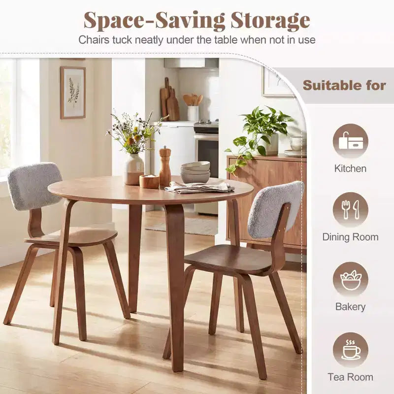 Costway Set Tavolo da Pranzo 3 PZ/5 PZ con 2/4 Sedie Imbottite, Tavolo da Pranzo Rotondo Beige e Naturale/Grigio e Noce