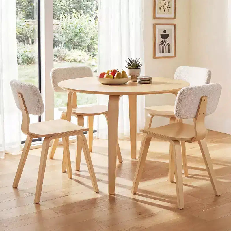 Costway Set Tavolo da Pranzo 3 PZ/5 PZ con 2/4 Sedie Imbottite, Tavolo da Pranzo Rotondo Beige e Naturale/Grigio e Noce