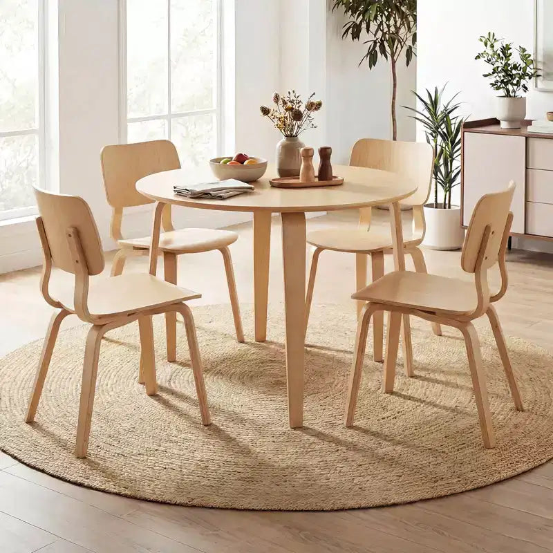 Costway Set Tavolo da Pranzo 3 PZ/5 PZ con 2/4 Sedie Imbottite, Tavolo da Pranzo Rotondo Beige e Naturale/Grigio e Noce
