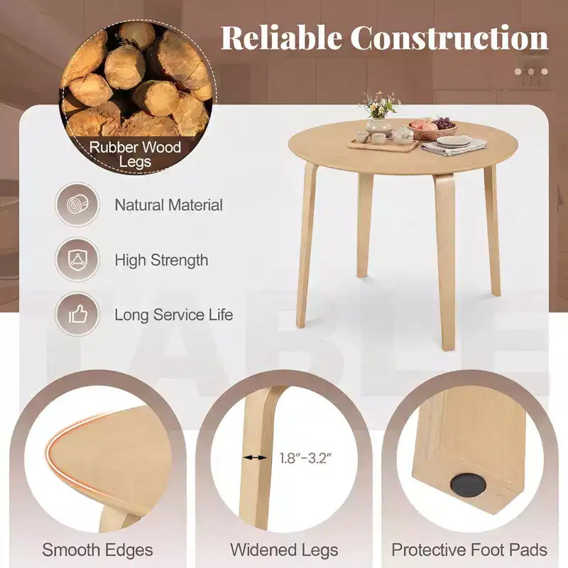 Costway Set Tavolo da Pranzo 3 PZ/5 PZ con 2/4 Sedie Imbottite, Tavolo da Pranzo Rotondo Beige e Naturale/Grigio e Noce