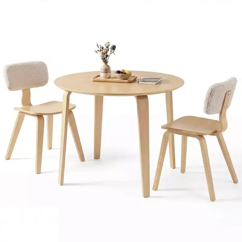 Costway 3 PCS/5 PCS Dining Table Set with 2/4 Padded Dining Chairs, Circle Dinner Dinette Table Beige & Natural/Gray & Walnut