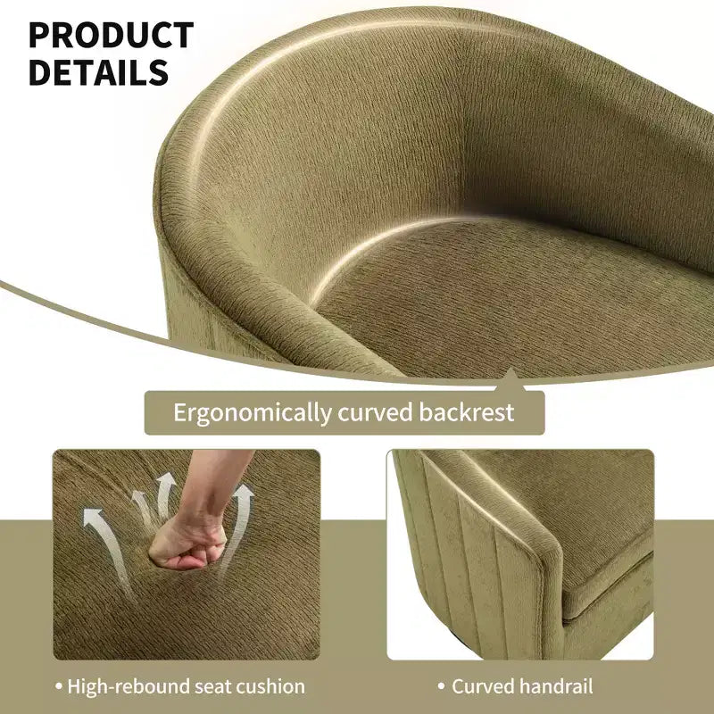 Bestier Poltrona Girevole con Poggiapiedi, Poltrona a Barile con Design Lineare Semplice per Soggiorno Camera da Letto, Poltrona da Lettura Rotonda