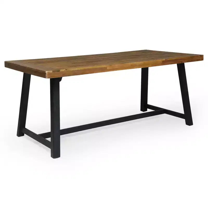 Set da pranzo moderno da esterno da 7 pezzi con sedie impilabili e tavolo in legno di acacia
