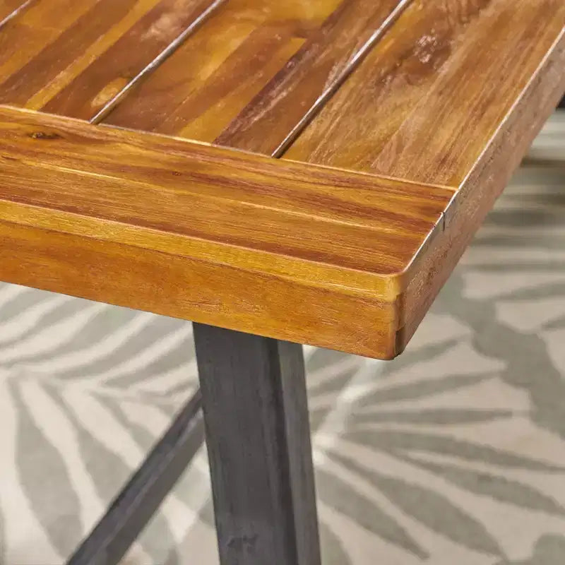 Set da pranzo moderno da esterno da 7 pezzi con sedie impilabili e tavolo in legno di acacia