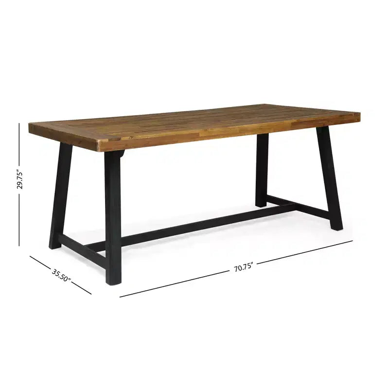 Set da pranzo moderno da esterno da 7 pezzi con sedie impilabili e tavolo in legno di acacia