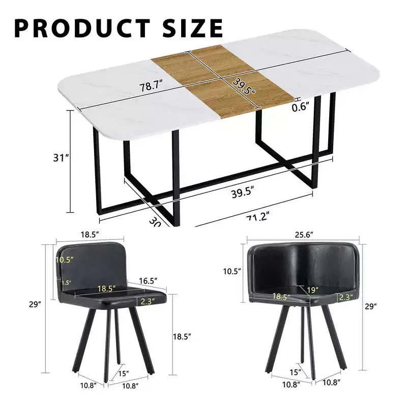 GDFStudio Vicente Set da Pranzo Moderno da 9 Pezzi in Metallo e Similpelle Imbottito con Tavolo in Legno