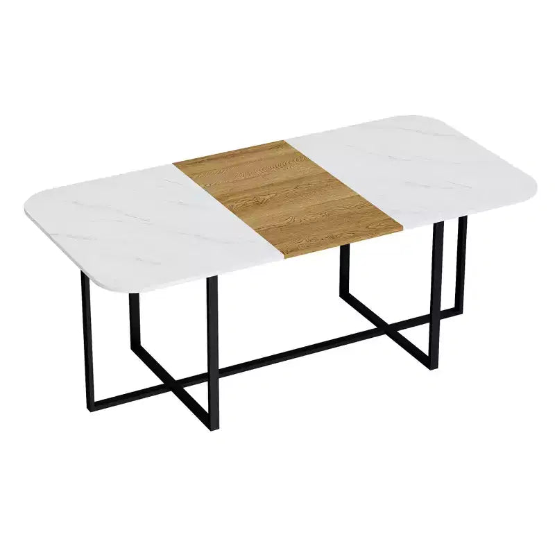 GDFStudio Vicente Set da Pranzo Moderno da 9 Pezzi in Metallo e Similpelle Imbottito con Tavolo in Legno