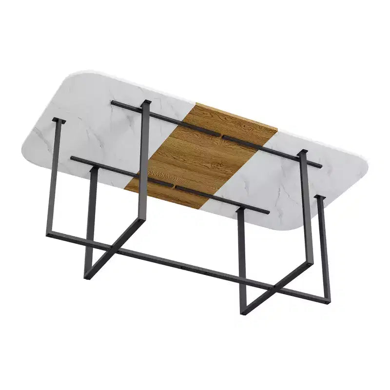 GDFStudio Vicente Set da Pranzo Moderno da 9 Pezzi in Metallo e Similpelle Imbottito con Tavolo in Legno