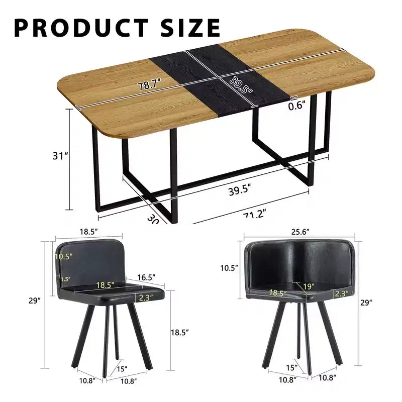 GDFStudio Vicente Set da Pranzo Moderno da 9 Pezzi in Metallo e Similpelle Imbottito con Tavolo in Legno