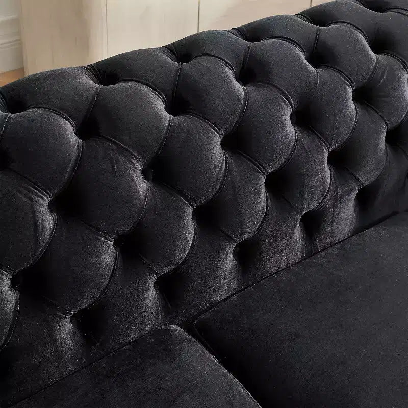 GDFStudio Tom moderne Chesterfield-bank in midcenturystijl, 5-zits, bekleed met fluweel, 2-delig, met 4 kussens