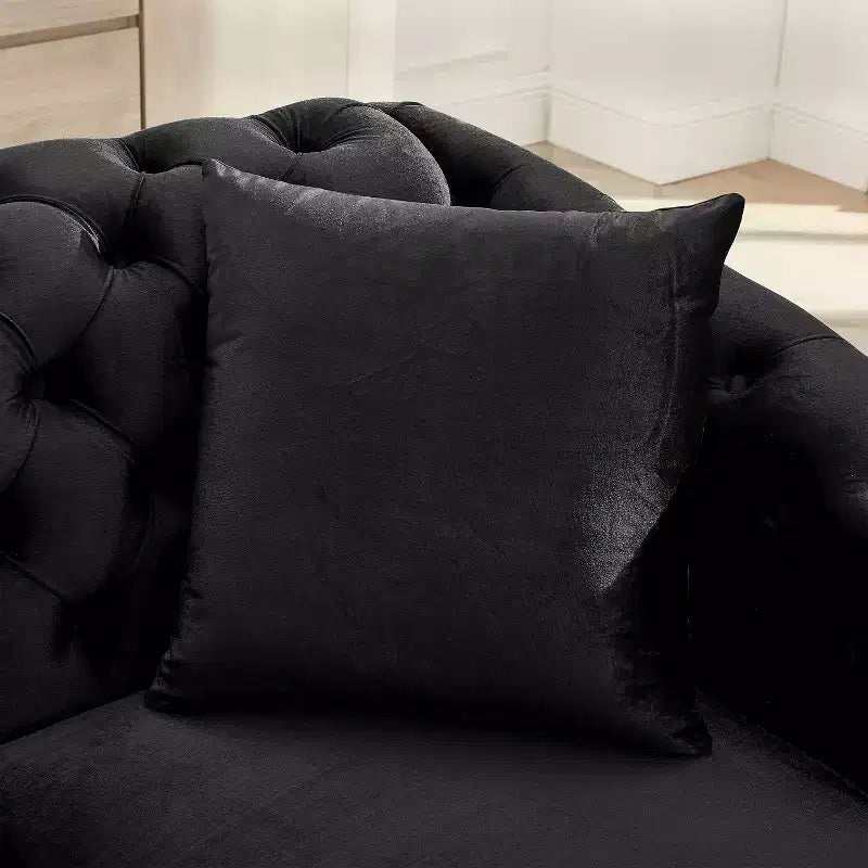 GDFStudio Tom moderne Chesterfield-bank in midcenturystijl, 5-zits, bekleed met fluweel, 2-delig, met 4 kussens
