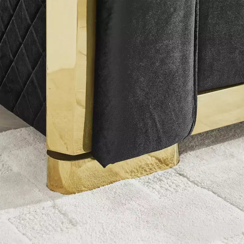 GDFStudio Tom moderne Chesterfield-bank in midcenturystijl, 5-zits, bekleed met fluweel, 2-delig, met 4 kussens