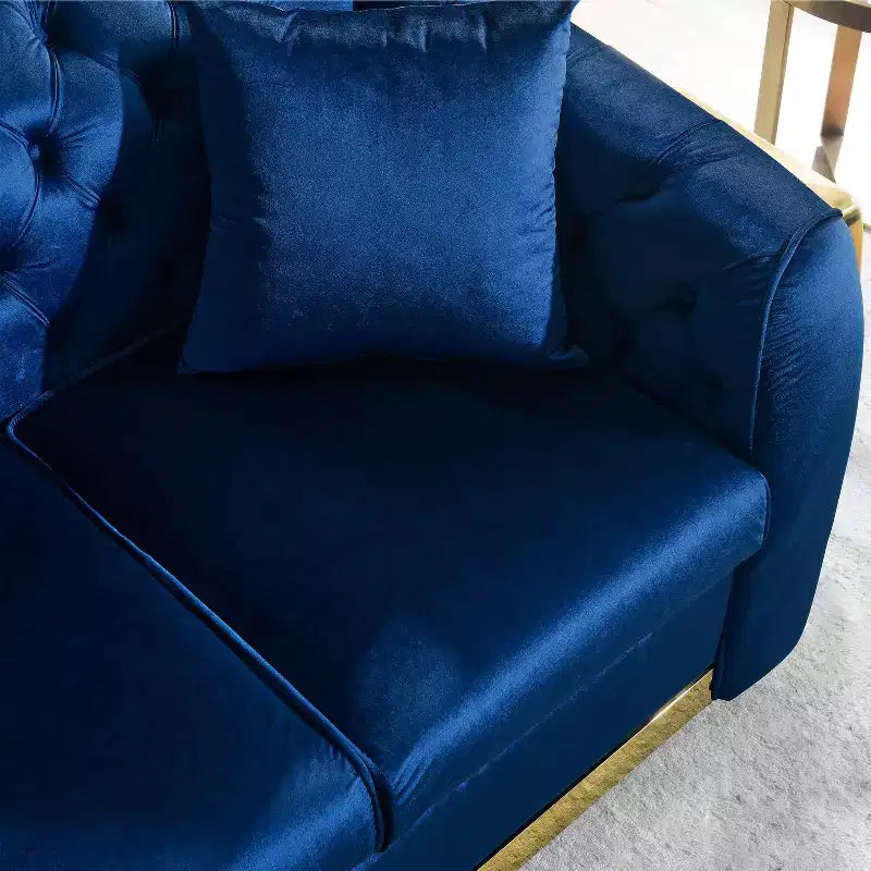 GDFStudio Tom moderne Chesterfield-bank in midcenturystijl, 5-zits, bekleed met fluweel, 2-delig, met 4 kussens