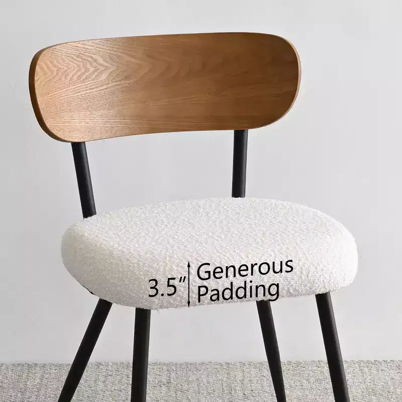 Set Tavolo da Pranzo Rotondo Moderno da 5 Pezzi, Set da Pranzo da Cucina con Base da 39,5 Pollici con 4 Sedie Imbottite in Bouclé per Cucina e Sala da Pranzo-Panipeachy