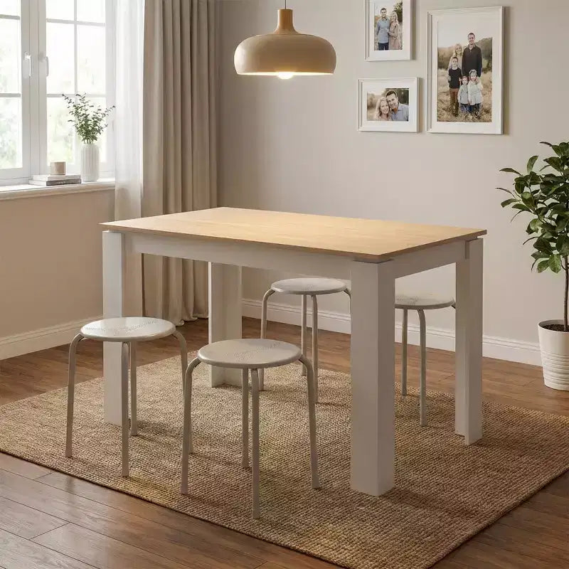 Set da tavolo da pranzo FurnitureR per 4 persone, tavolo da cucina moderno con 4 sgabelli in metallo, set da pranzo salvaspazio per cucina, sala da pranzo, appartamento