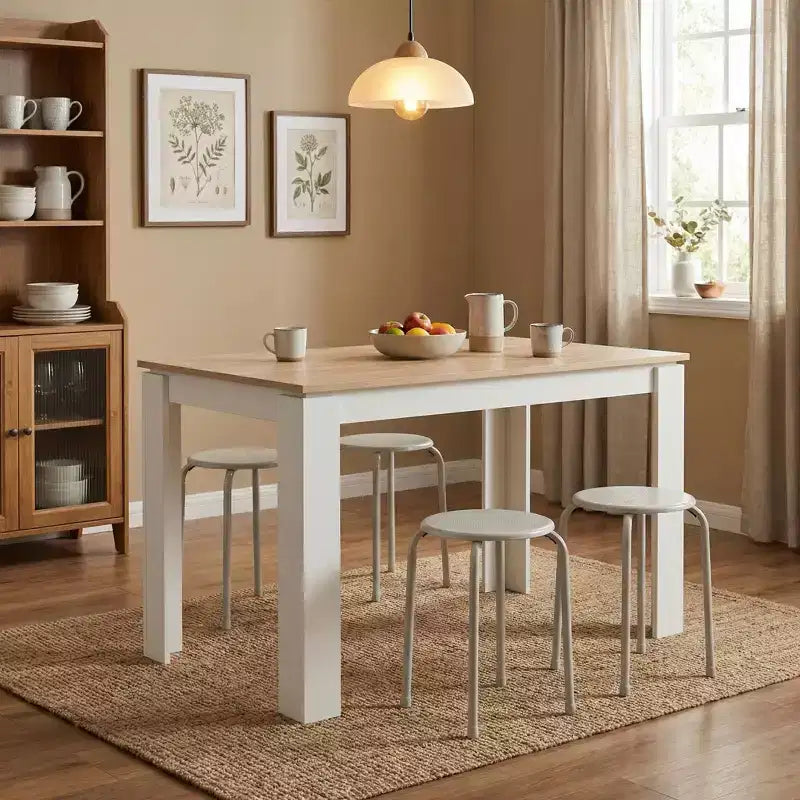 Set da tavolo da pranzo FurnitureR per 4 persone, tavolo da cucina moderno con 4 sgabelli in metallo, set da pranzo salvaspazio per cucina, sala da pranzo, appartamento