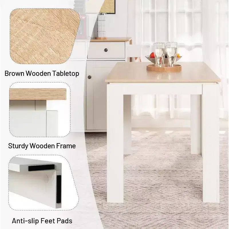 Set da tavolo da pranzo FurnitureR per 4 persone, tavolo da cucina moderno con 4 sgabelli in metallo, set da pranzo salvaspazio per cucina, sala da pranzo, appartamento