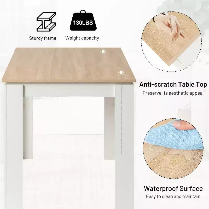 Set da tavolo da pranzo FurnitureR per 4 persone, tavolo da cucina moderno con 4 sgabelli in metallo, set da pranzo salvaspazio per cucina, sala da pranzo, appartamento