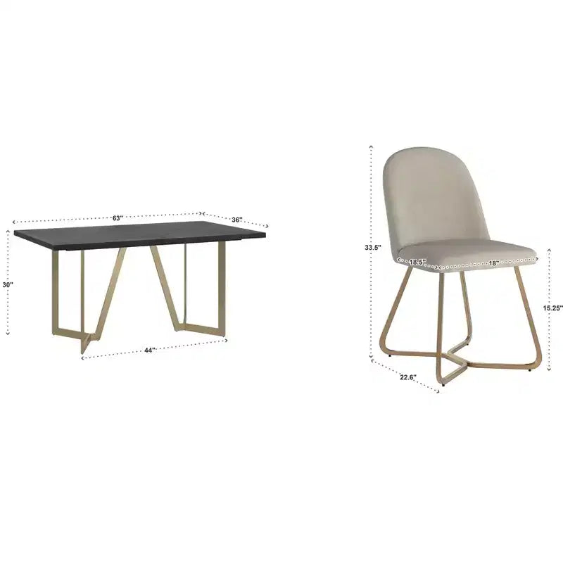 Karianne Black and Distressed Gold Finish Dining Set - iNSPIRE Q