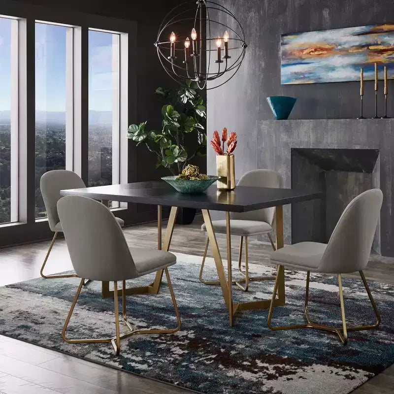 Karianne Black and Distressed Gold Finish Dining Set - iNSPIRE Q