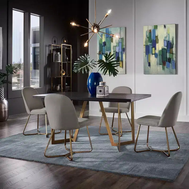 Karianne Black and Distressed Gold Finish Dining Set - iNSPIRE Q