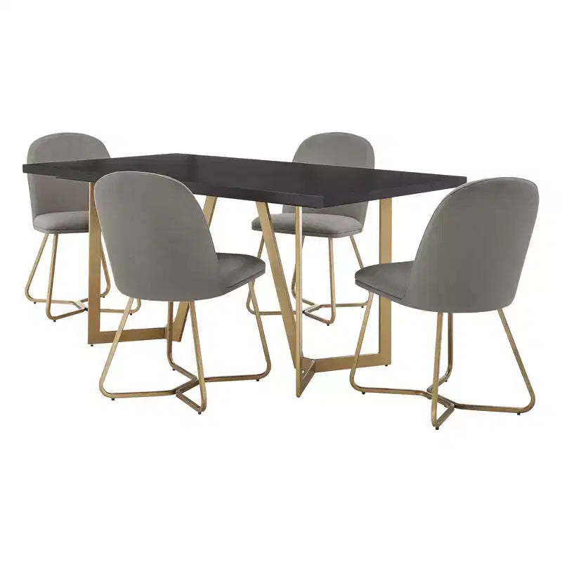 Karianne Black and Distressed Gold Finish Dining Set - iNSPIRE Q
