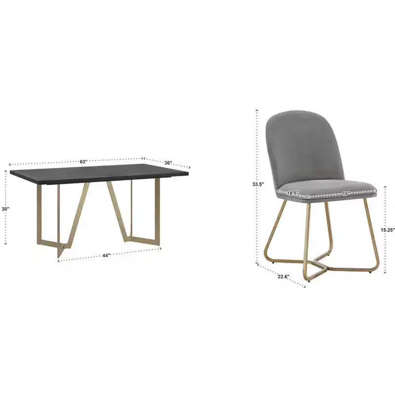Karianne Black and Distressed Gold Finish Dining Set - iNSPIRE Q