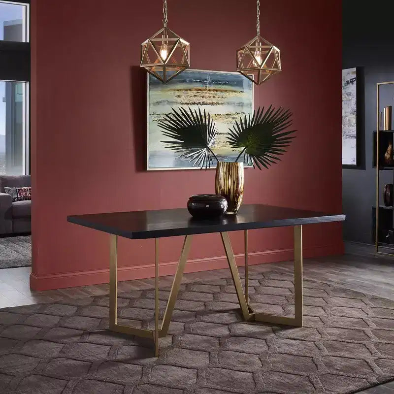 Karianne Black and Distressed Gold Finish Dining Set - iNSPIRE Q