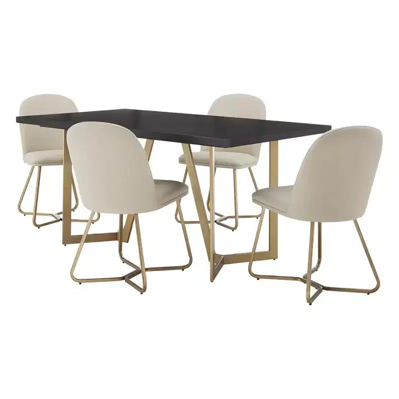 Karianne Black and Distressed Gold Finish Dining Set - iNSPIRE Q