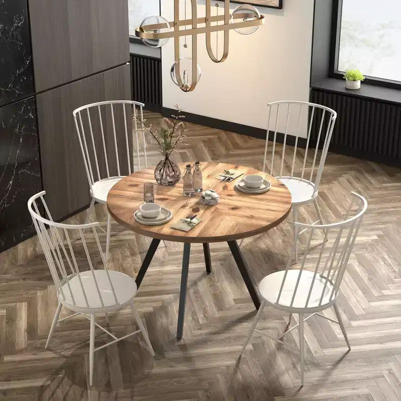 Tavolo da pranzo rotondo Jolana 45 in rovere con ripiano nero e set - iNSPIRE Q