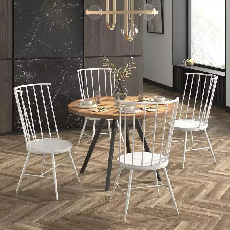 Tavolo da pranzo rotondo Jolana 45 in rovere con ripiano nero e set - iNSPIRE Q