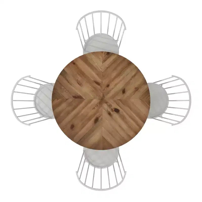 Tavolo da pranzo rotondo Jolana 45 in rovere con ripiano nero e set - iNSPIRE Q